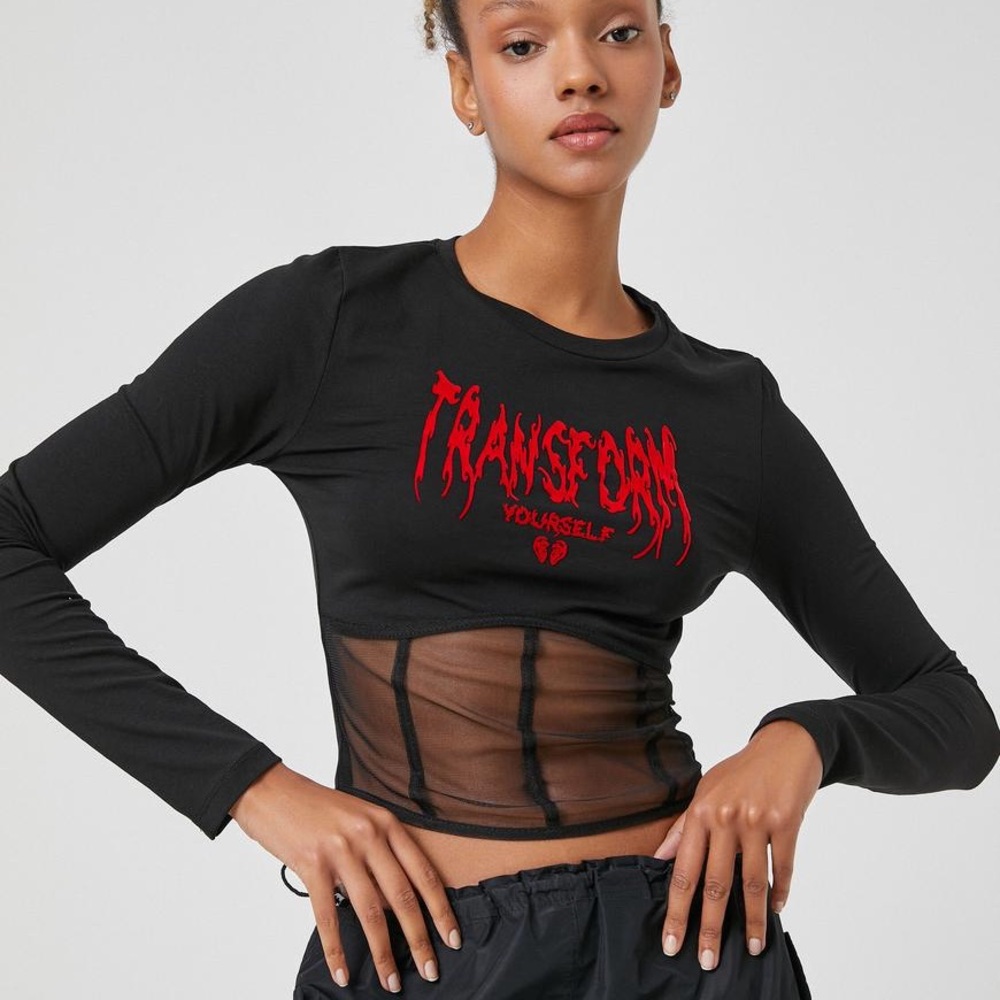 Black Long Sleeve with red print “Transform yourself”